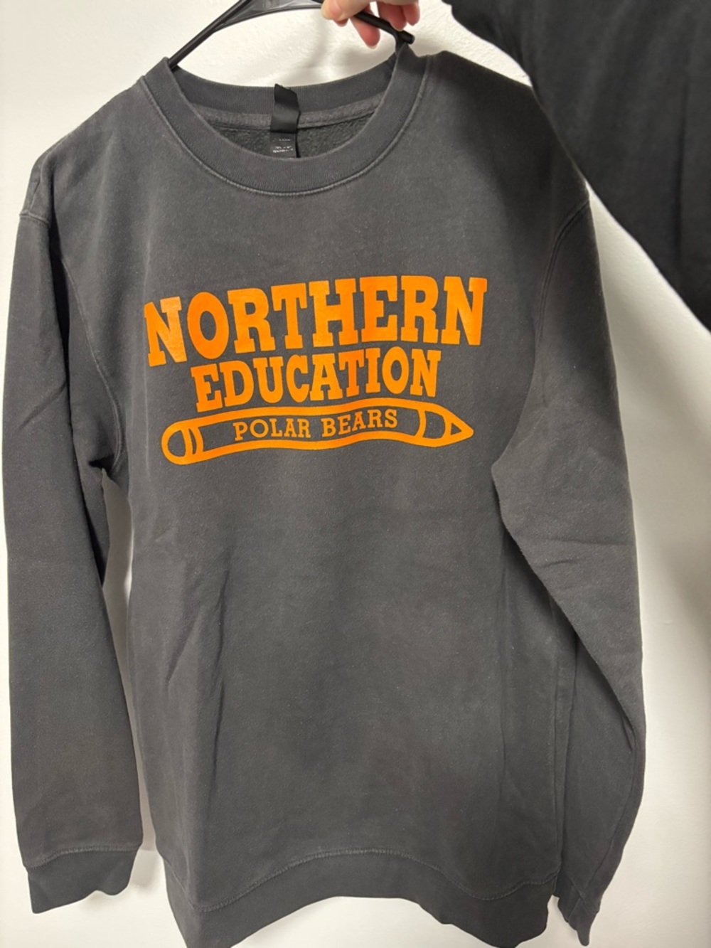 District Charcoal Sweatshirt with Orange Ohio Northern Education Graphic